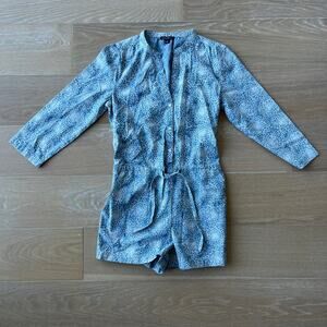 J. Crew Mercantile 3/4 Sleeve Printed Denim Shorts Romper